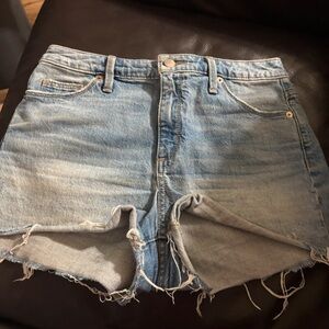 Denim Frayed Hem Shorts